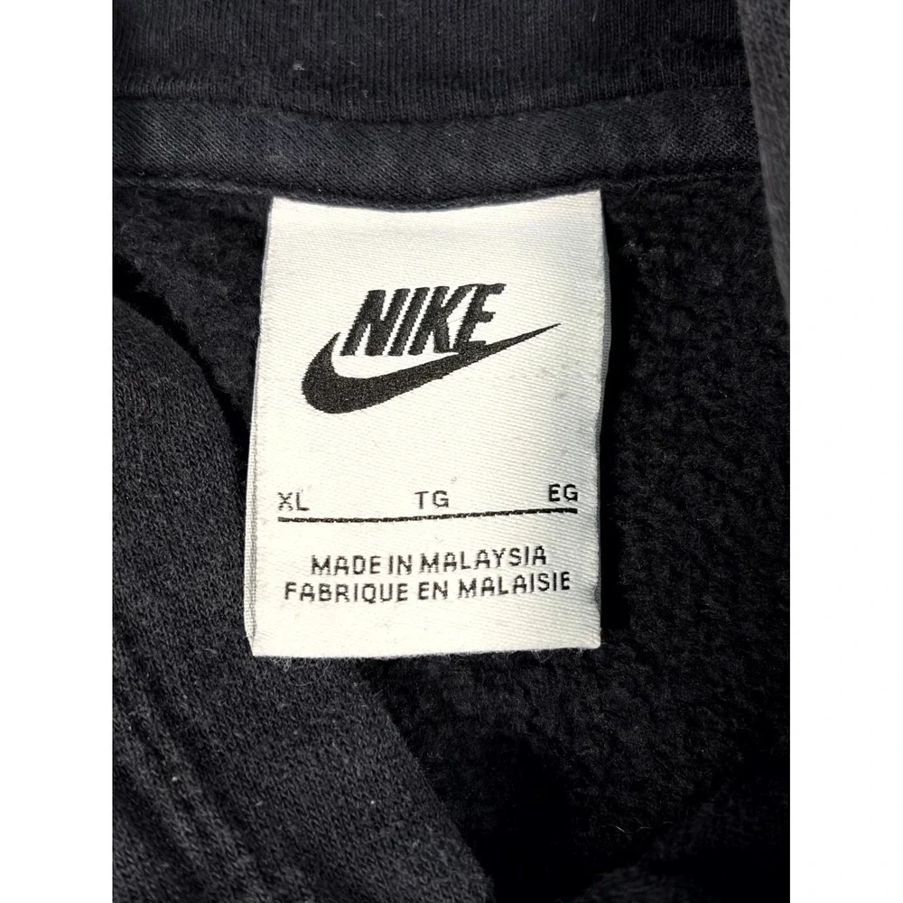 Nike Hoodie Kids XL Black Fleece Lined Graphic Print Logo Cotton Kangaroo Pocket